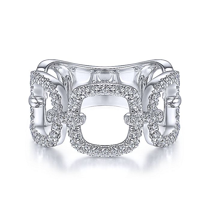 Gabriel & Co White Gold Link Design Diamond Fashion Ring - Diamond Fashion Rings - Women's