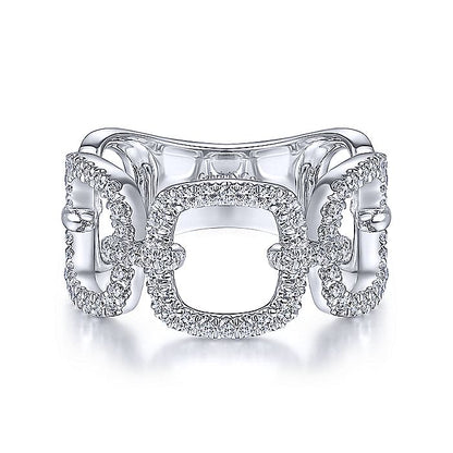 Gabriel & Co White Gold Link Design Diamond Fashion Ring - Diamond Fashion Rings - Women's