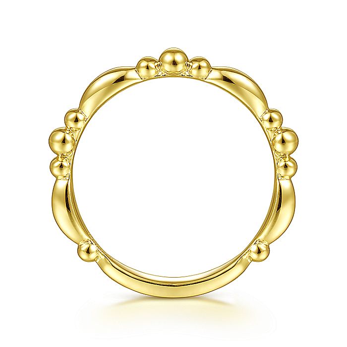Gabriel & Co Yellow Gold Alternating Bar and Bujukan Bead Stackable Ring - Gold Fashion Rings - Women's