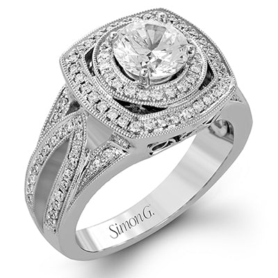Ladies Simon G Diamond Semi Mount Engagement Ring In Platinum