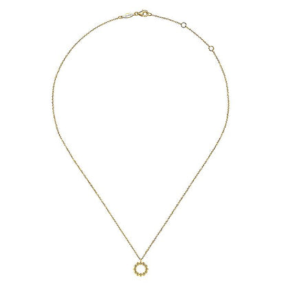 Gabriel & Co Yellow Gold Bujukan Bead Open Circle Pendant Necklace