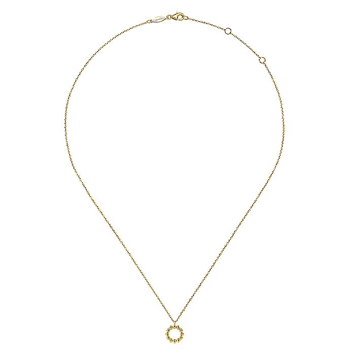 Gabriel & Co Yellow Gold Bujukan Bead Open Circle Pendant Necklace - Gold Pendants / Charms