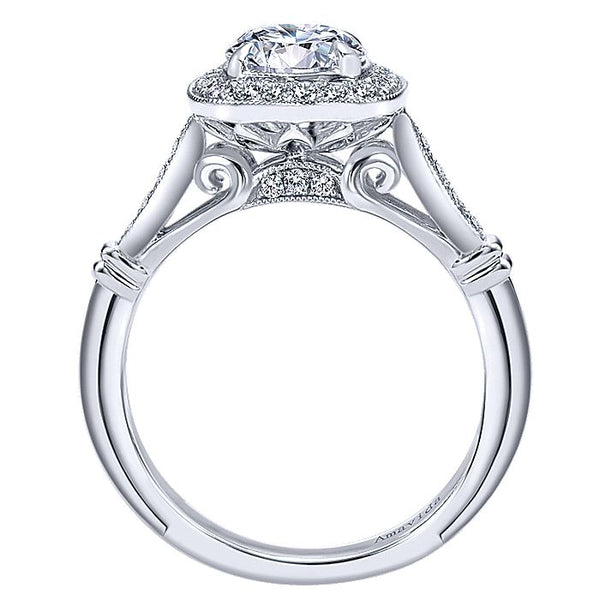 Amavida White Gold Cushion Halo Engagement Ring