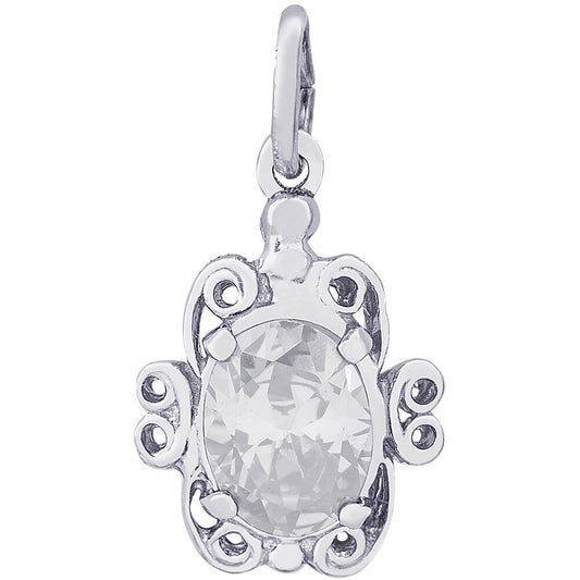 Rembrandt April Birthstone Charm - Silver Charms