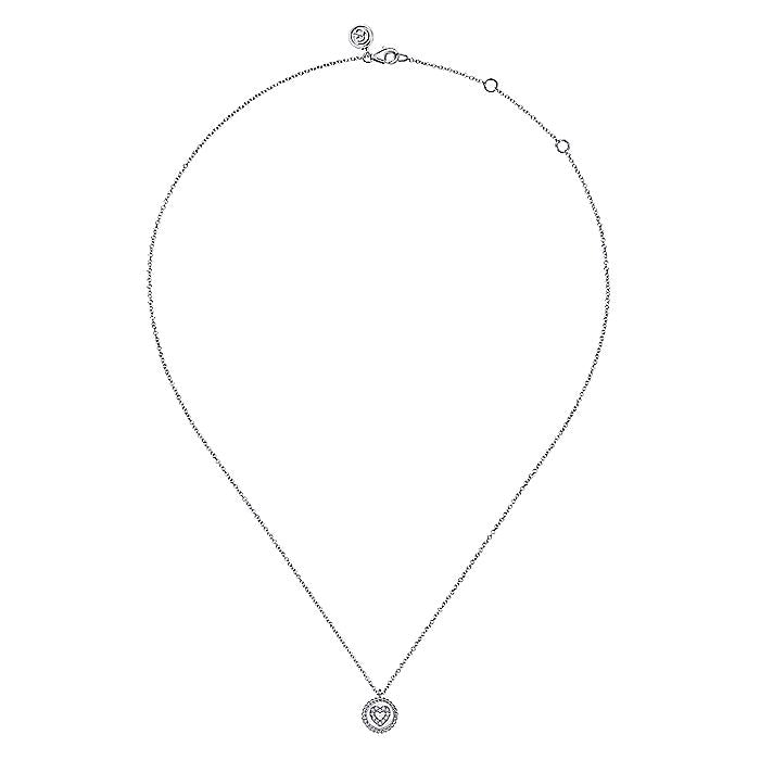 Gabriel & Co. Sterling Silver Bujukan 17.5 Inch Necklace with Diamond Heart Round Pendant - Diamond Pendants