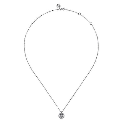 Gabriel & Co. Sterling Silver Bujukan 17.5 Inch Necklace with Diamond Heart Round Pendant