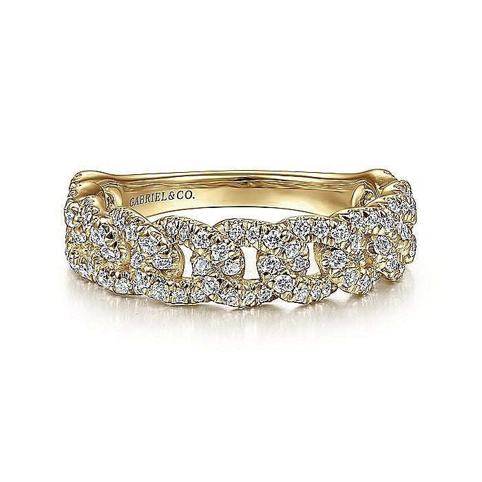 Gabriel & Co. 14 Karat Yellow Gold Diamond Chain Link Stackable Ring - Diamond Fashion Rings - Women's