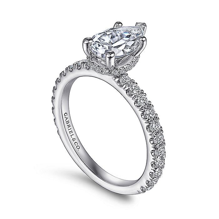 Gabriel & Co. 14 Karat White Gold Pear Shape Semi-Mount Engagement Ring