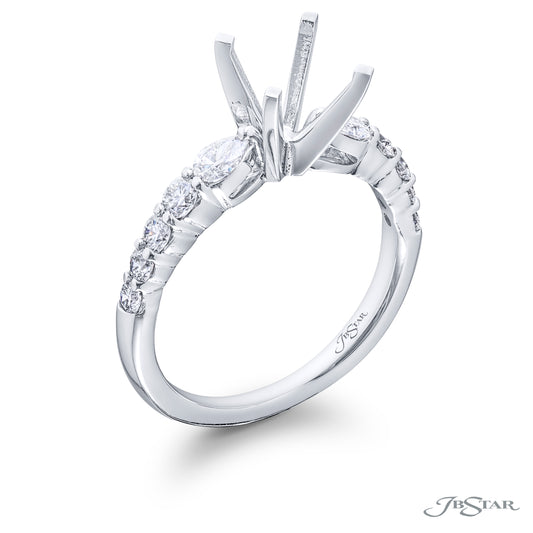 JB Star Platinum Straight Diamond Semi-Mount Engagement Ring - Diamond Semi-Mount Rings