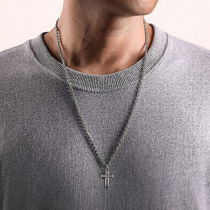 Gabriel & Co Sterling Silver Brushed Finish Cross Pendant - Gents Pendant