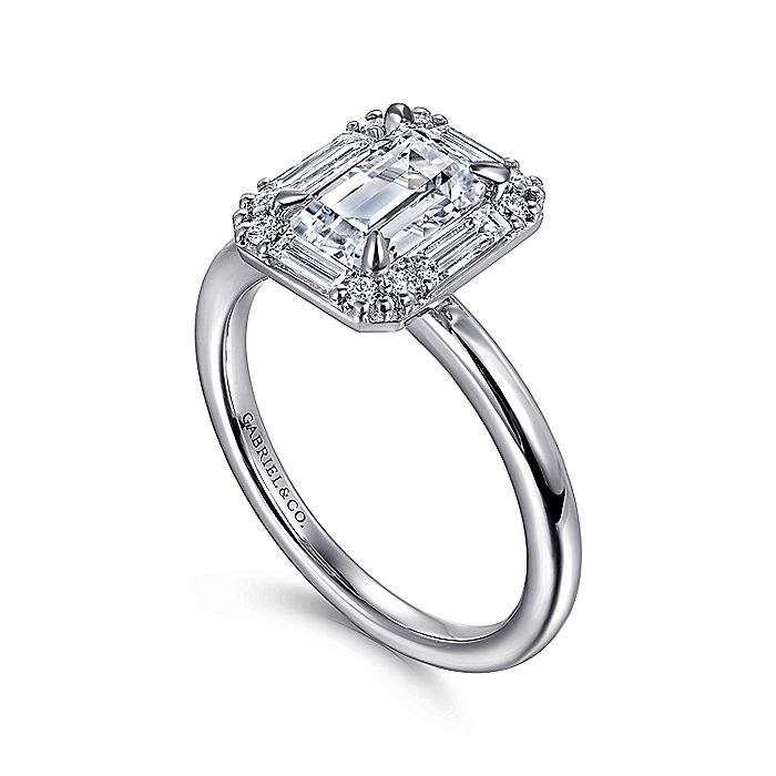 Gabriel & Co White Gold Deco Semi-Mount Engagement Ring