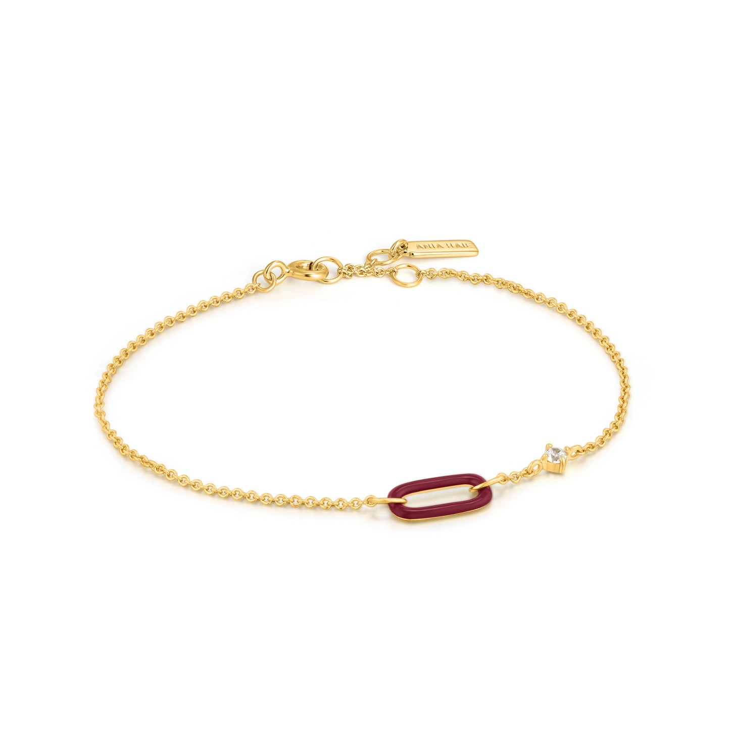 Ania Haie Claret Red Enamel Link Bracelet - Silver Bracelets