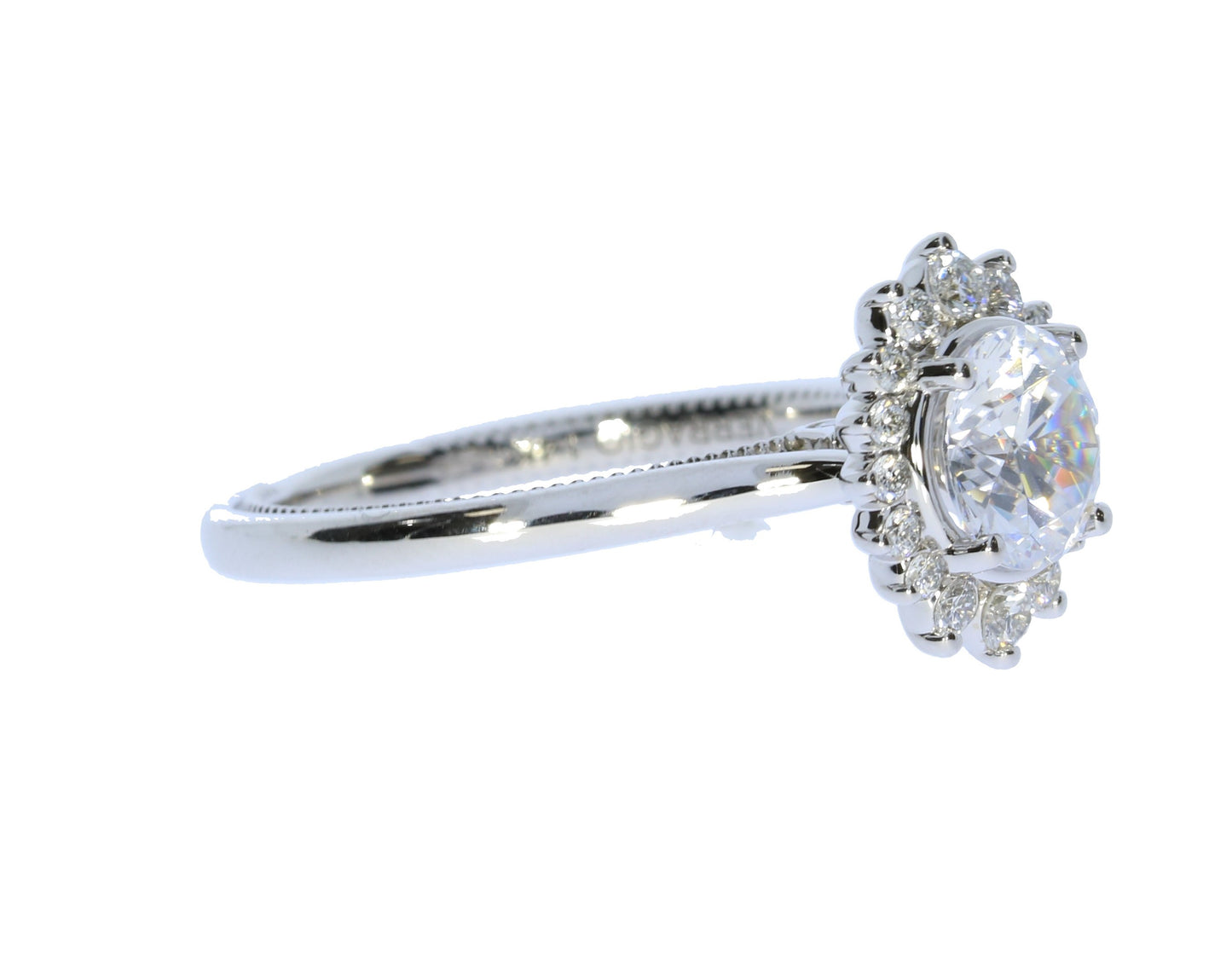Ladies Verragio 14 Karat White Gold  Semi-Mount Engagement Ring