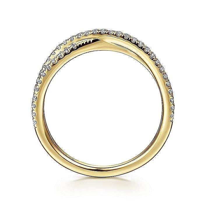 Gabriel & Co. Yellow Gold Criss Cross Diamond Ring