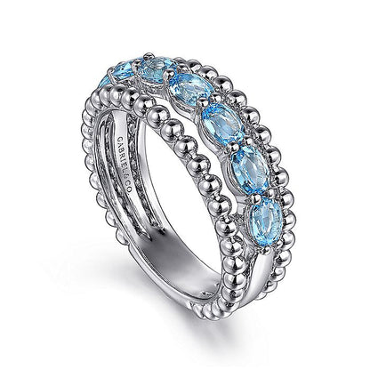 Gabriel & Co. Sterling Silver Bujukan Lady's Ring with Swiss Blue Topaz