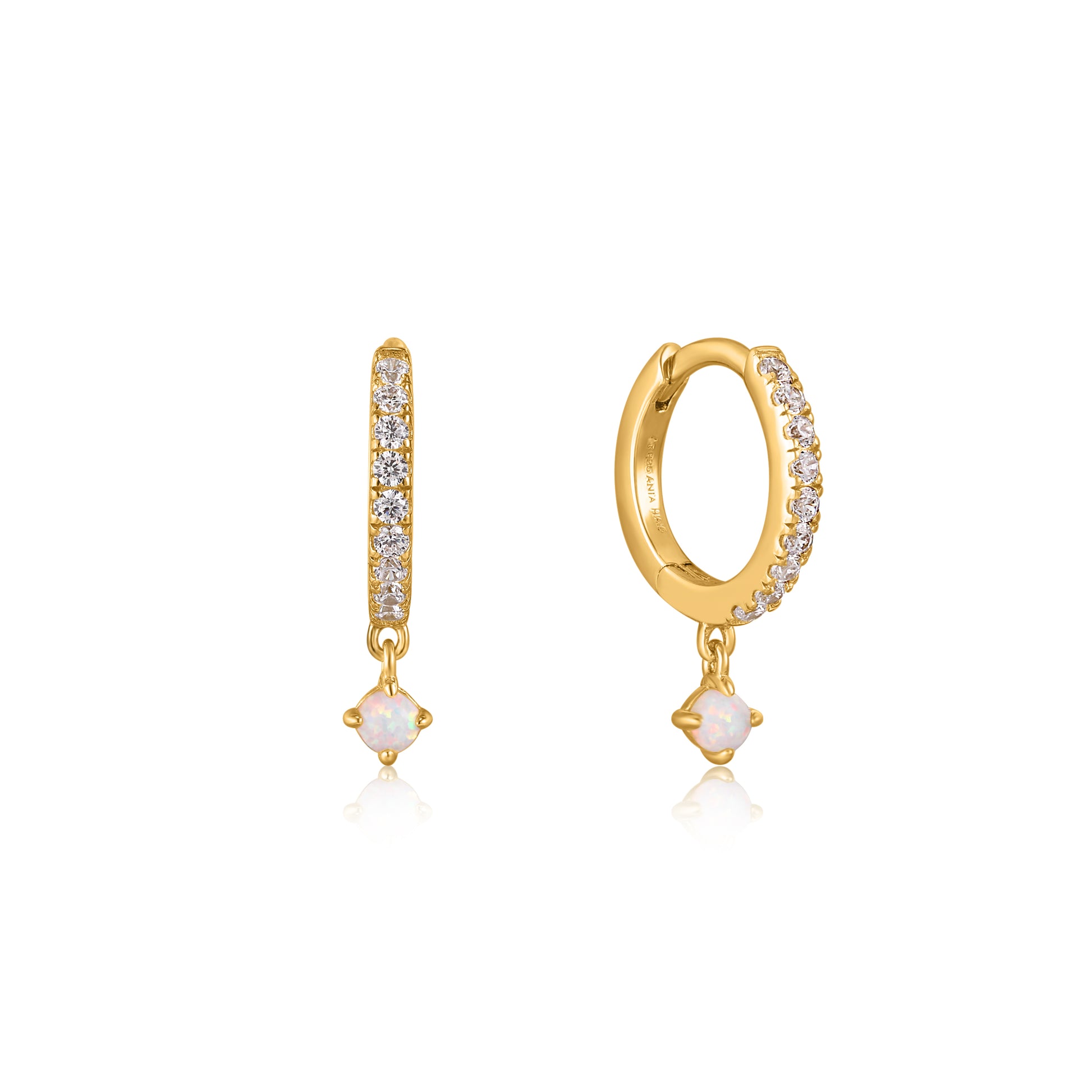 Ania Haie Sparkle Kyoto Opal Drop Huggie Hoop Earrings - Silver Earrings