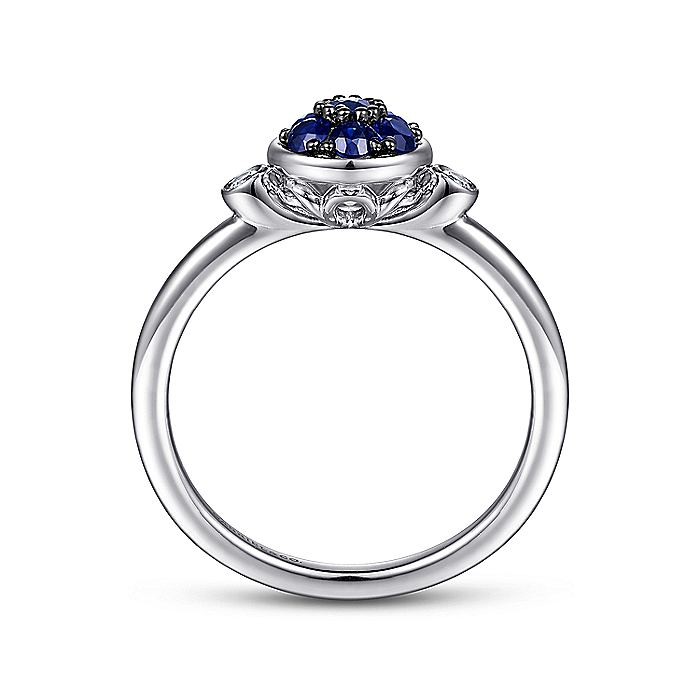 Gabriel & Co. Sterling Silver Diamond and Blue Sapphire Cluster Ring
