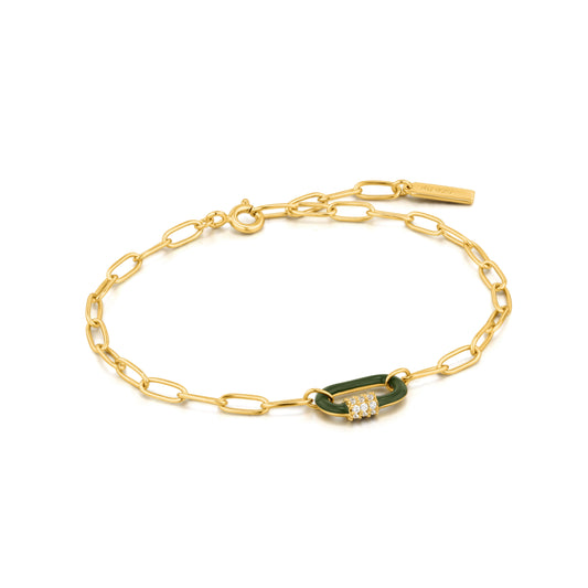 Ania Haie Forest Green Enamel Carabiner Bracelet - Silver Bracelets