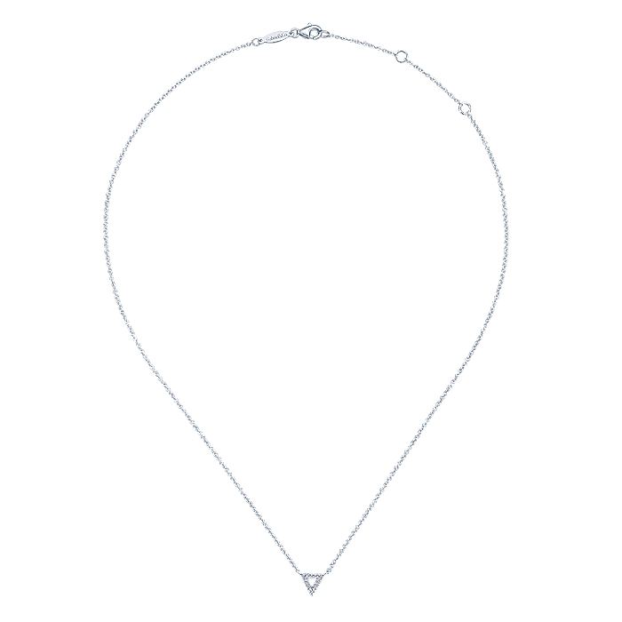 Gabriel & Co White Gold Diamond Pave Triangle Pendant Necklace