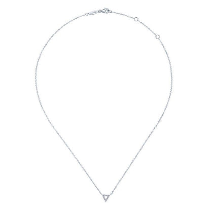 Gabriel & Co White Gold Diamond Pave Triangle Pendant Necklace