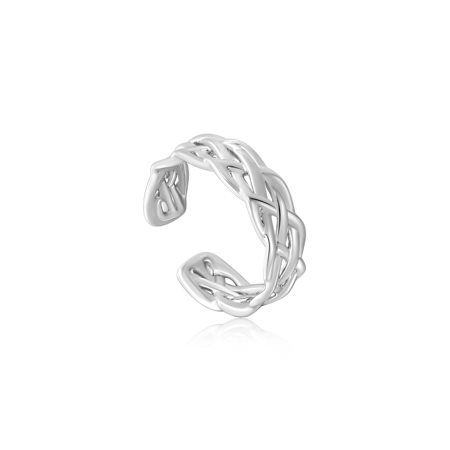 Ania Haie Silver Rope Wide Adjustable Ring - Ladies Silver Rings