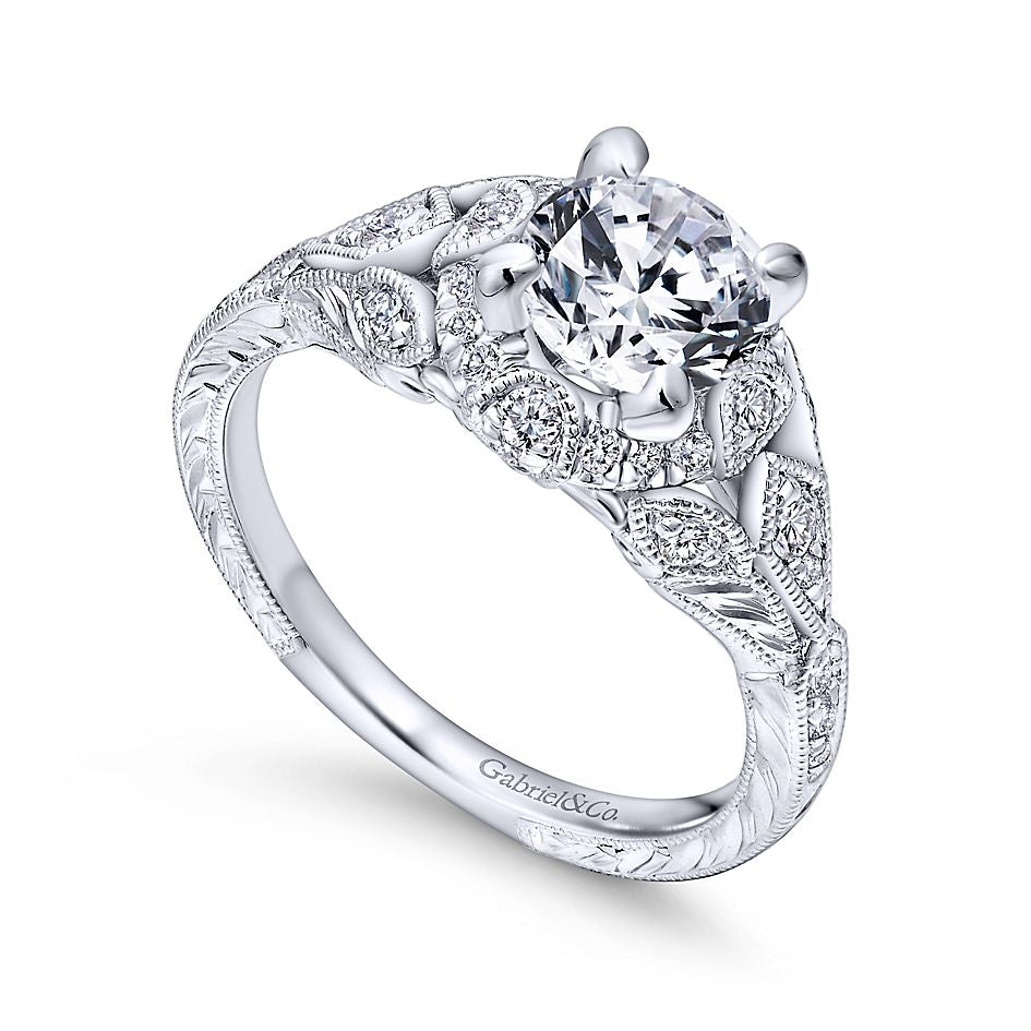 Gabriel & Co. 14 Karat White Gold Semi-Mount Engagement Ring - Diamond Semi-Mount Rings