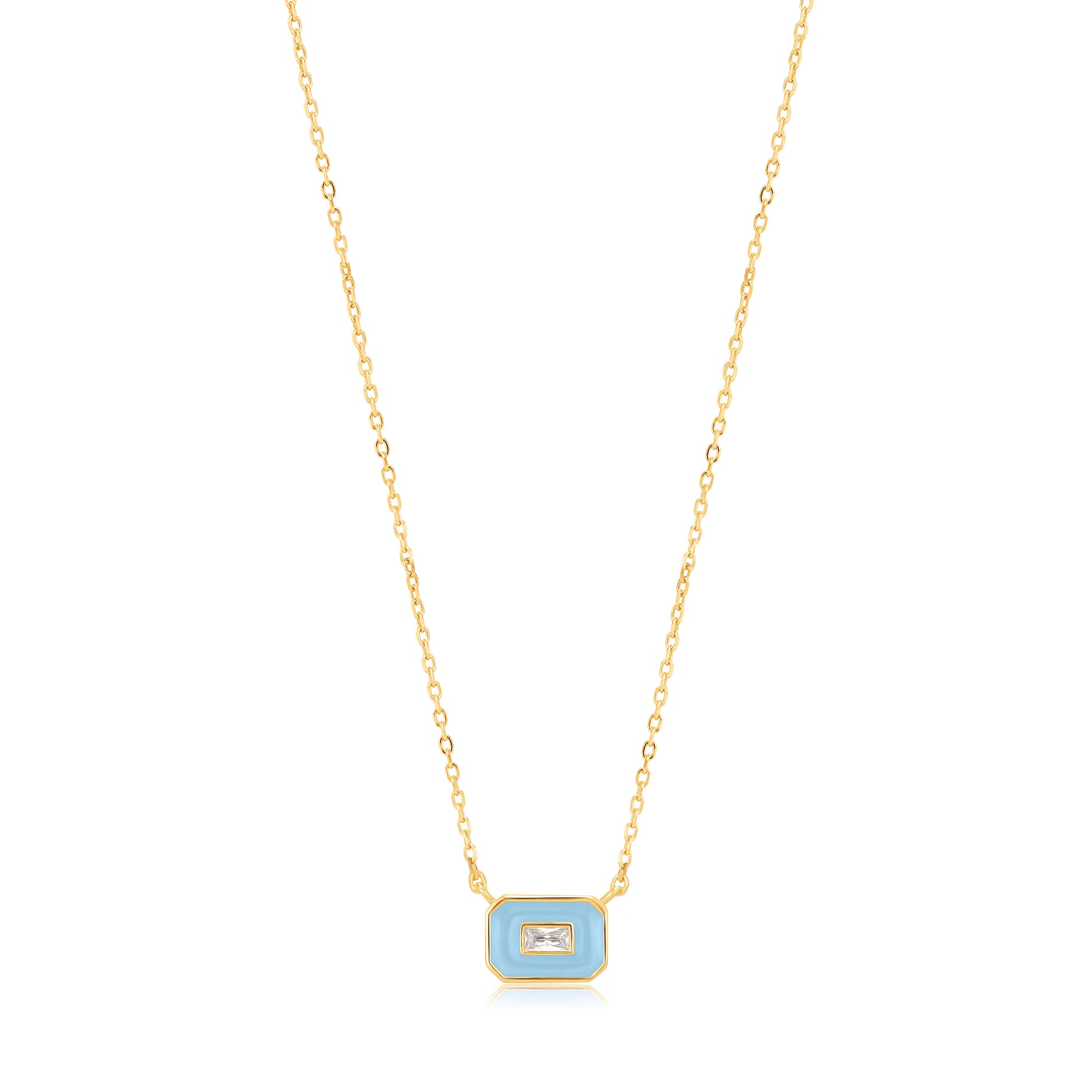 Ania Haie Powder Blue Enamel Emblem Gold Necklace - Silver Necklace