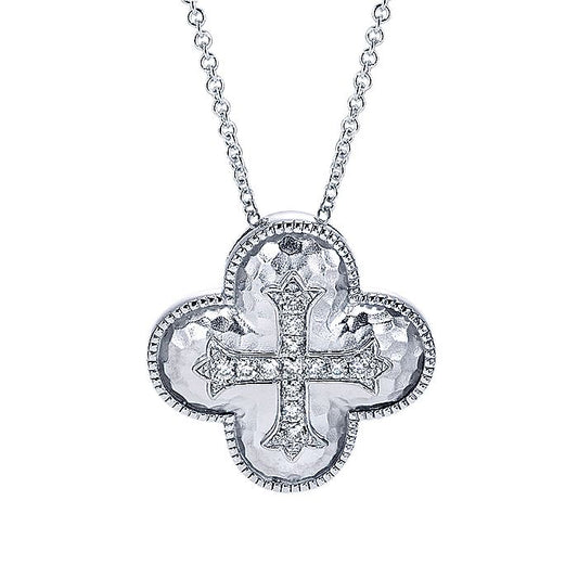 Gabriel & Co. Silver & Diamond Cross Pendant - Silver Necklace