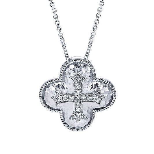 Gabriel & Co. Silver & Diamond Cross Pendant