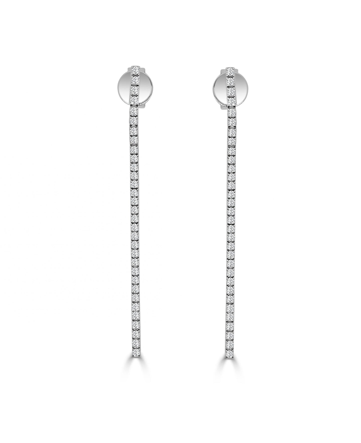 Frederic Sage White Gold Medium Line Hanging Diamond Earrings