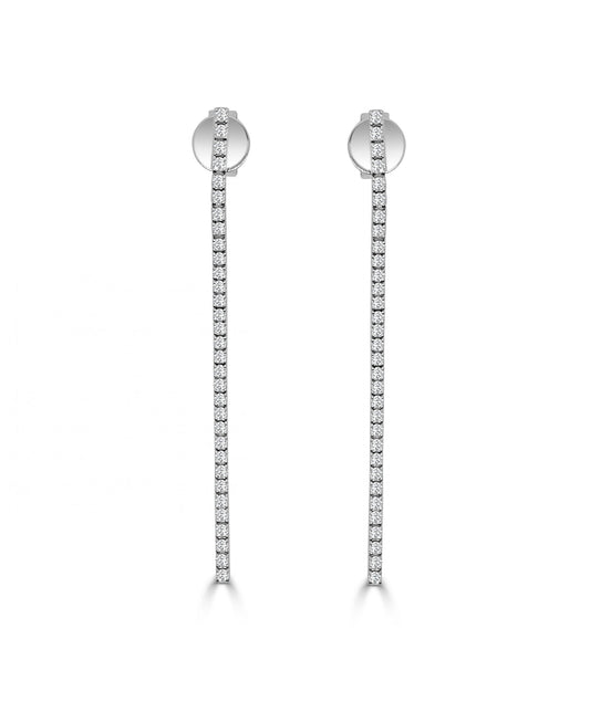 Frederic Sage White Gold Medium Line Hanging Diamond Earrings