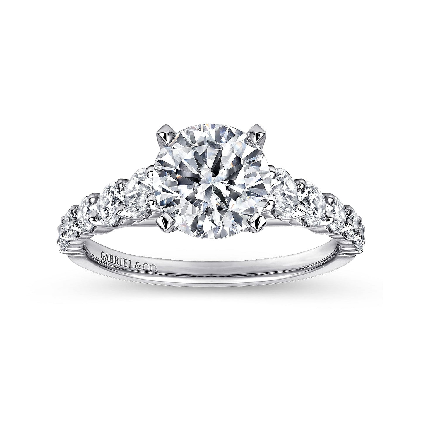 Gabriel & Co. 14 Karat White Gold Diamond Semi-Mount Engagement Ring