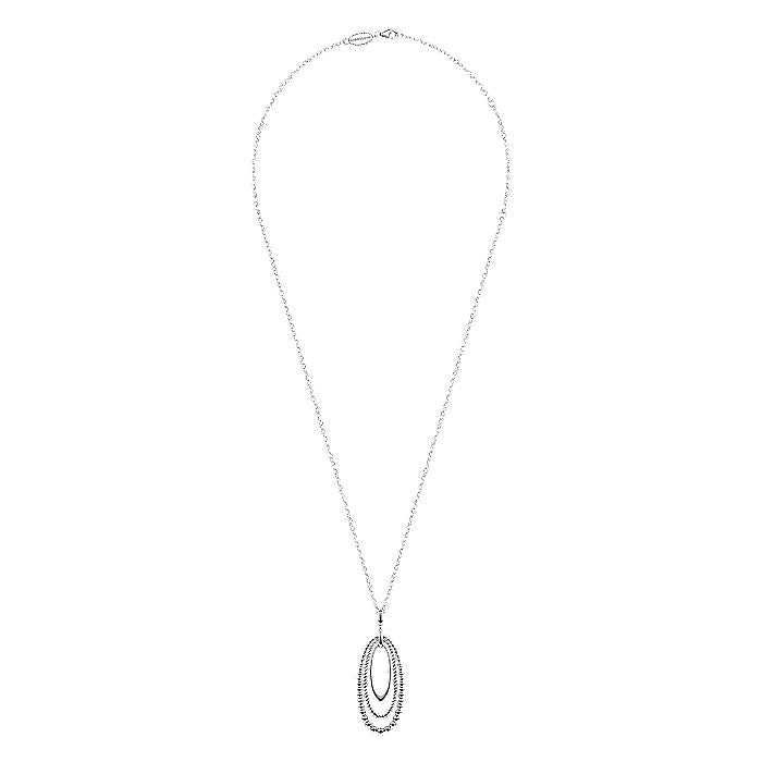 Gabriel & Co Sterling Silver Texture Oval Necklace - Silver Necklace