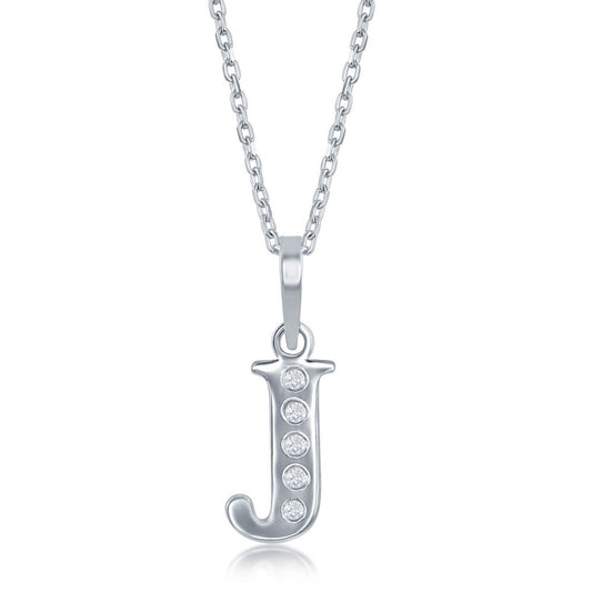 Sterling Silver Diamond J Necklace
