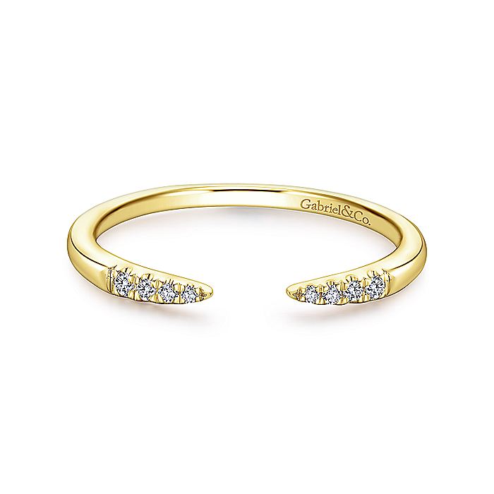 Gabriel & Co Yellow Gold Open Diamond Tipped Stackable Ring - Diamond Fashion Rings - Women's