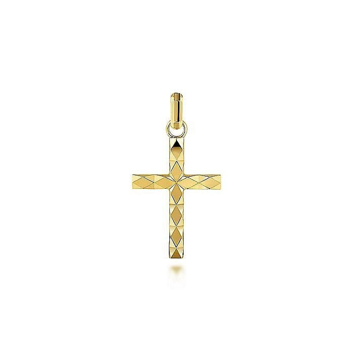 Gabriel & Co. Yellow Gold Faceted Cross Pendant