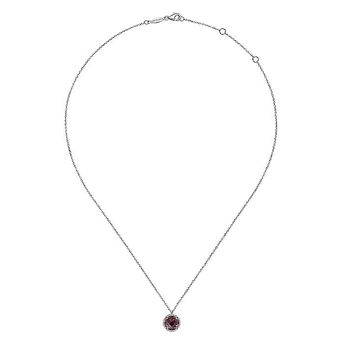 Gabriel & Co Sterling Silver Garnet Bujukan Frame Pendant Necklace - Colored Stone Pendants
