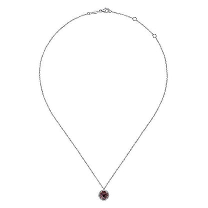 Gabriel & Co Sterling Silver Garnet Bujukan Frame Pendant Necklace - Colored Stone Pendants