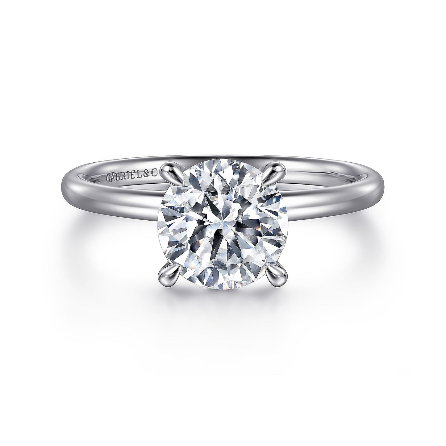 Gabriel & Co. 14 Karat White Gold Round Hidden Halo Polished Semi-Mount