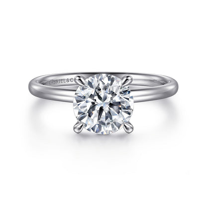 Gabriel & Co. 14 Karat White Gold Round Hidden Halo Polished Semi-Mount