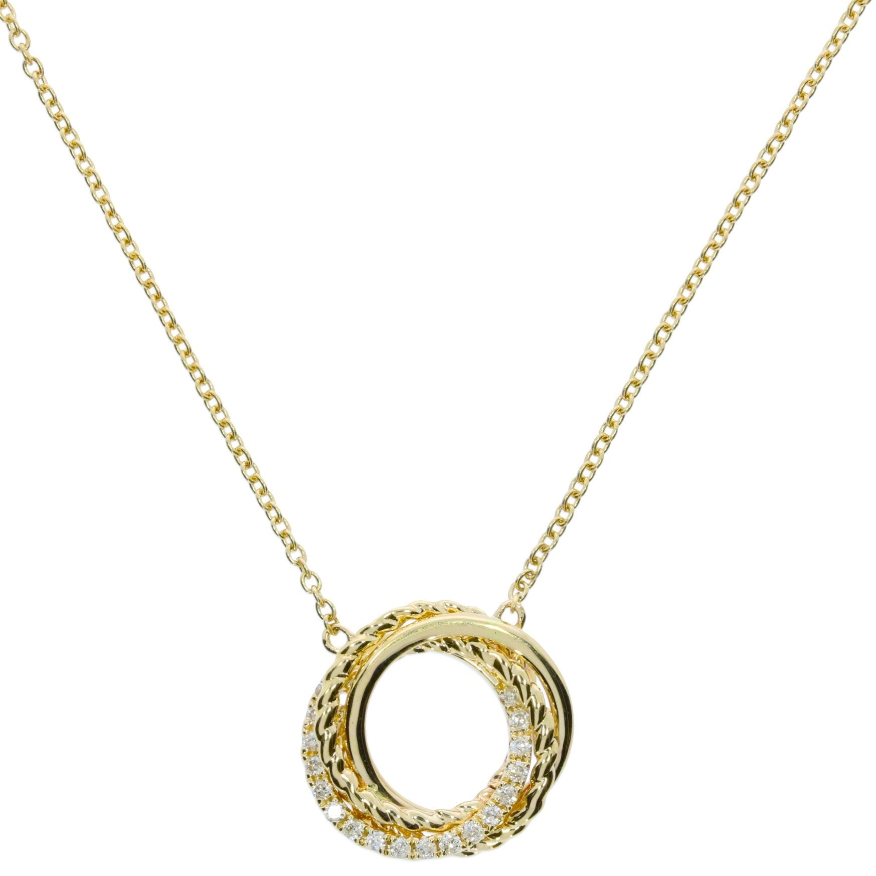 14 Karat White Gold Diamond Swirl Pendan - Diamond Necklaces