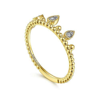 Gabriel & Co. Yellow Gold Diamond Crown Bujukan Ring