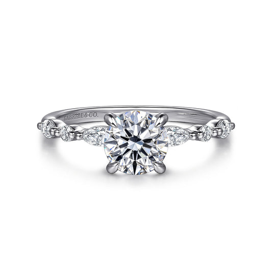 Gabriel & Co. 14 Karat White Gold Round Semi-Mount Engagement Ring