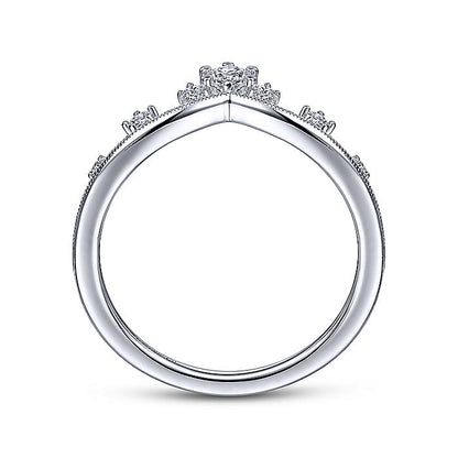 Gabriel & Co White Gold Curved Diamond Crown Ring