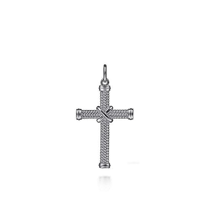 Gabriel & Co Sterling Silver Twisted Rope Cross Pendant with X Center