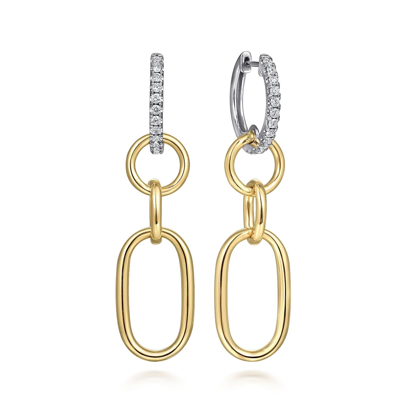 Gabriel & Co. White and Yellow Gold Diamond Earrings