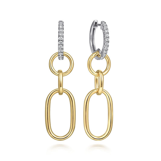Gabriel & Co. White and Yellow Gold Diamond Earrings