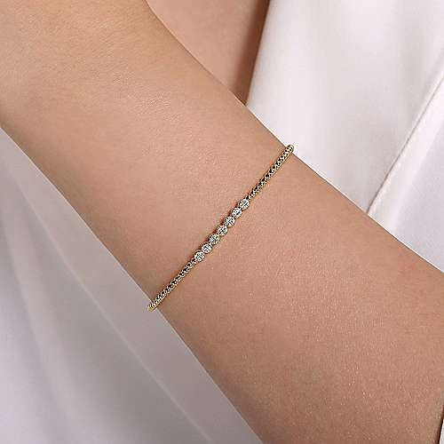 Gabriel & Co Bujukan Bead Cuff Bracelet with Cluster Diamond Stations - Diamond Bracelets