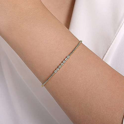 Gabriel & Co Bujukan Bead Cuff Bracelet with Cluster Diamond Stations - Diamond Bracelets