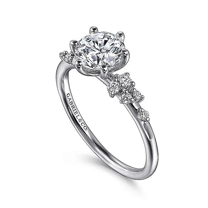 Gabriel & Co. White Gold Round Floral Semi-Mount Engagement Ring